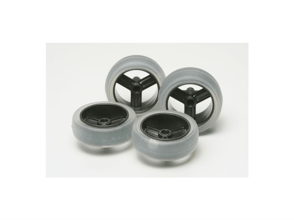Tamiya 1/32 MINI 4WD Parts Large Dia. Carbon Wheel Set (w/Soft Slick Tires)