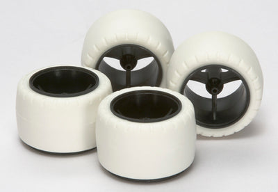 Tamiya 1/32 MINI 4WD Parts Small Dia. Carbon Wheel & White Arched Tires (For Super X & XX Chassis)