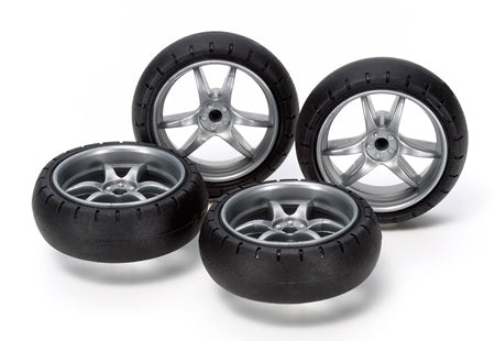 Tamiya 1/32 MINI 4WD Parts Large Dia. V Spoke Narrow Wheels (w/Arched Tires)