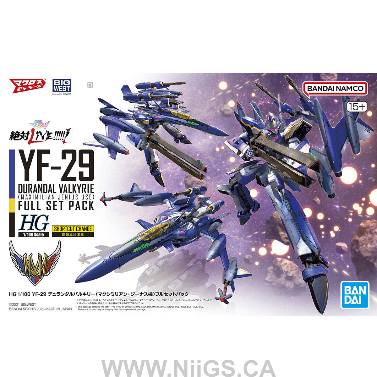 BANDAI HG 1/100 YF-29 DURANDAL VALKYRIE (MAXIMILIAN JENIUS USE) FULL SET PACK