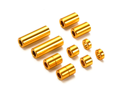 Tamiya 1/32 MINI 4WD Parts Aluminum Spacer Set (12/6.7/6/3/1.5mm, 2pcs. each) (Gold)