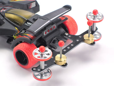 Tamiya 1/32 Mini 4WD Parts Aluminum Ball-Race Rollers (19mm, 6-Spokes) with Plastic Rings (Red)