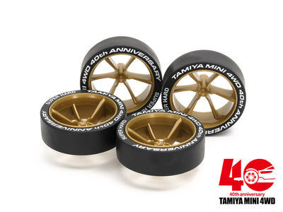 Tamiya 1/32 MINI 4WD Parts Mini 4WD 40th Anniversary Super Hard Large Dia. Low-Profile Tire & Wheel Set (6-Spoke)
