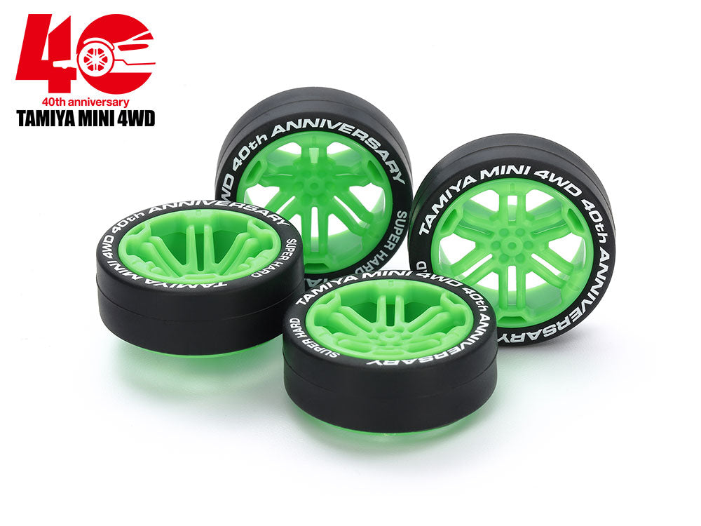 Tamiya 1/32 MINI 4WD Parts Mini 4WD 40th Anniversary Super Hard Low-Profile Tire & Wheel Set (12-Spoke)