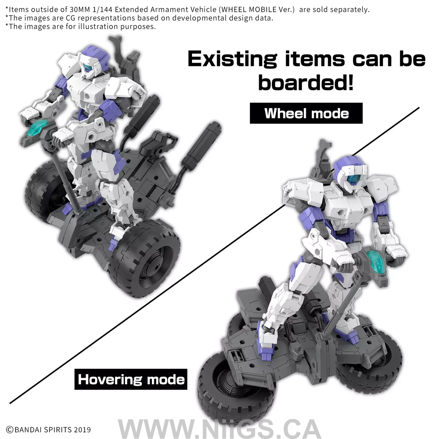 BANDAI HOBBY 30MM 1/144 Extended Armament Vehicle (WHEEL MOBILE Ver.)