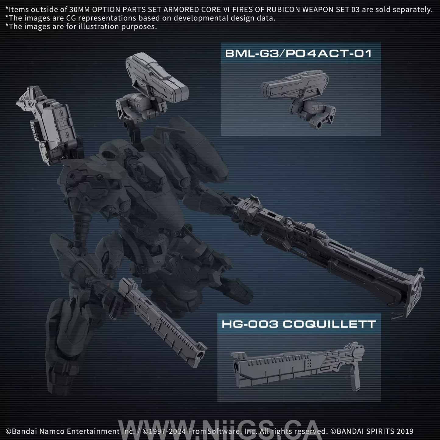 BANDAI HOBBY 30MM OPTION PARTS SET ARMORED CORE Ⅵ FIRES OF RUBICON WEAPON SET 03