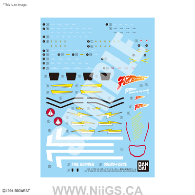 BANDAI Hobby HG 1/100 VF-19 CUSTOM FIRE VALKYRIE WITH SOUND BOOSTER WATER DECALS