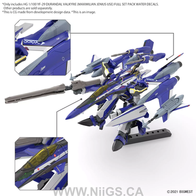 BANDAI HG 1/100 YF-29 DURANDAL VALKYRIE (MAXIMILIAN JENIUS USE) FULL SET PACK WATER DECALS
