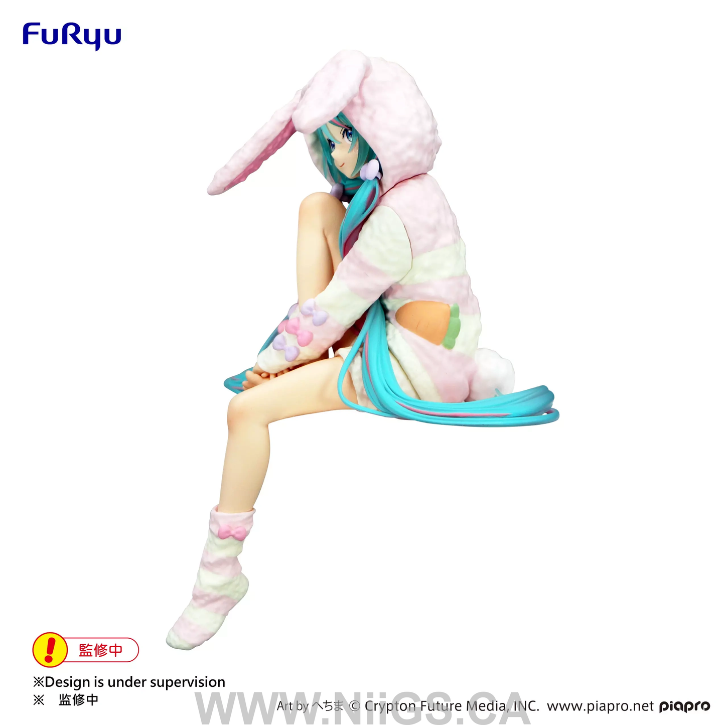 FURYU Corporation Hatsune Miku Noodle Stopper Figure -Rabbit Ear Hood Pajama-
