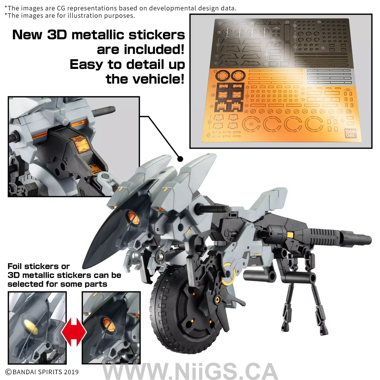 BANDAI HOBBY 30MM 1/144 Extended Armament Vehicle (METAL CANNON BIKE Ver.)