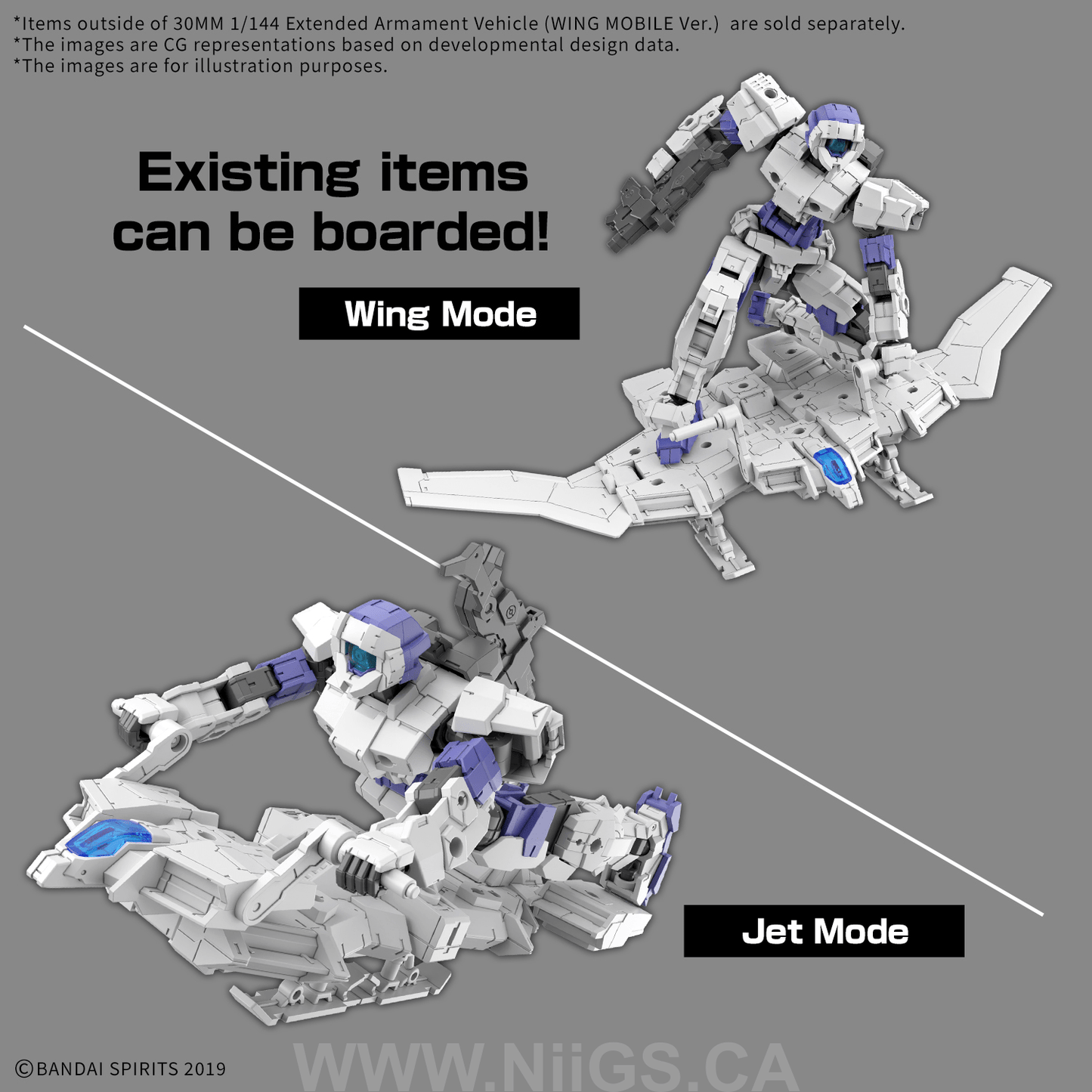BANDAI Hobby 30MM 1/144 Extended Armament Vehicle (WING MOBILE Ver.)