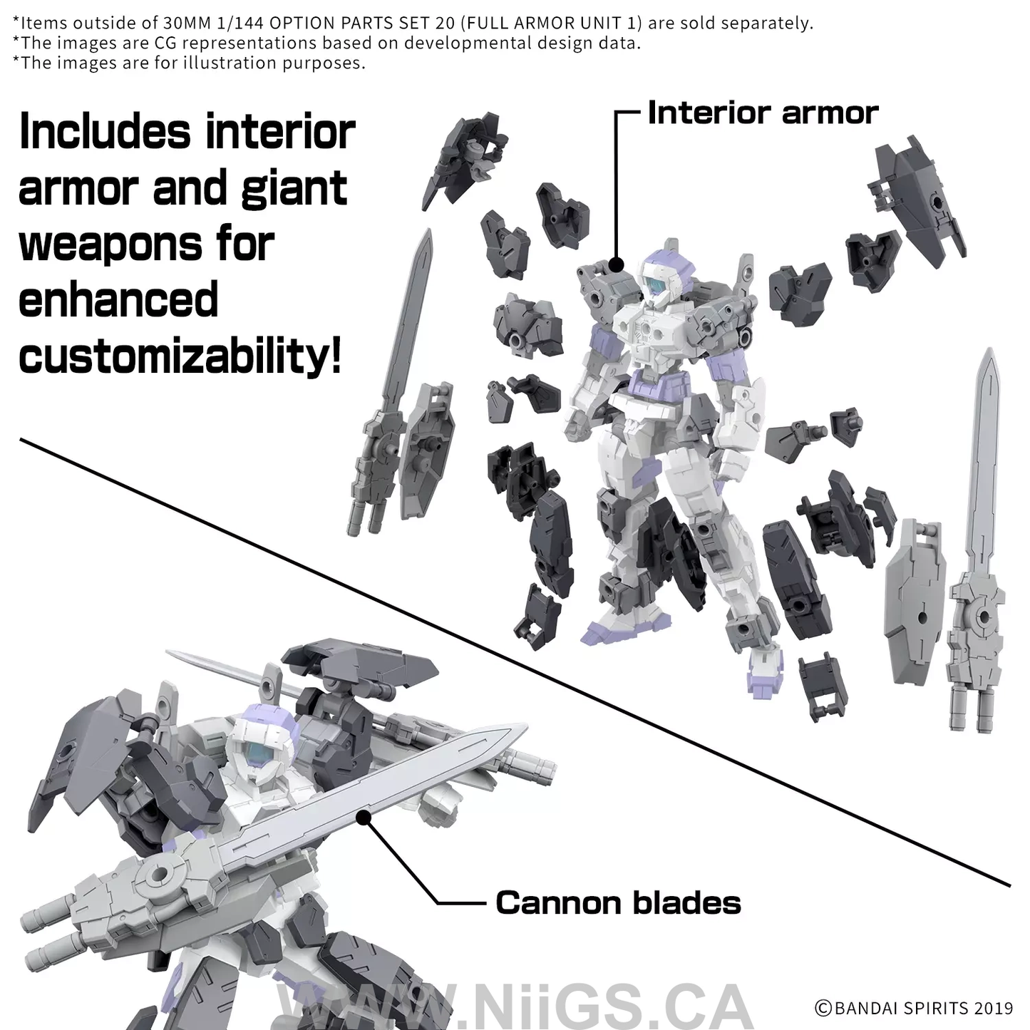 BANDAI HOBBY 30MM 1/144 OPTION PARTS SET 20 (FULL ARMOR UNIT 1)