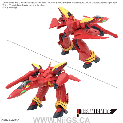 BANDAI Hobby HG 1/100 VF-19 CUSTOM FIRE VALKYRIE WITH SOUND BOOSTER WATER DECALS
