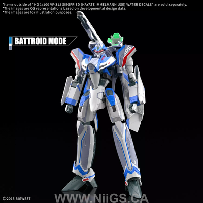 BANDAI HOBBY HG 1/100 VF-31J SIEGFRIED (HAYATE IMMELMANN USE) WATER DECALS