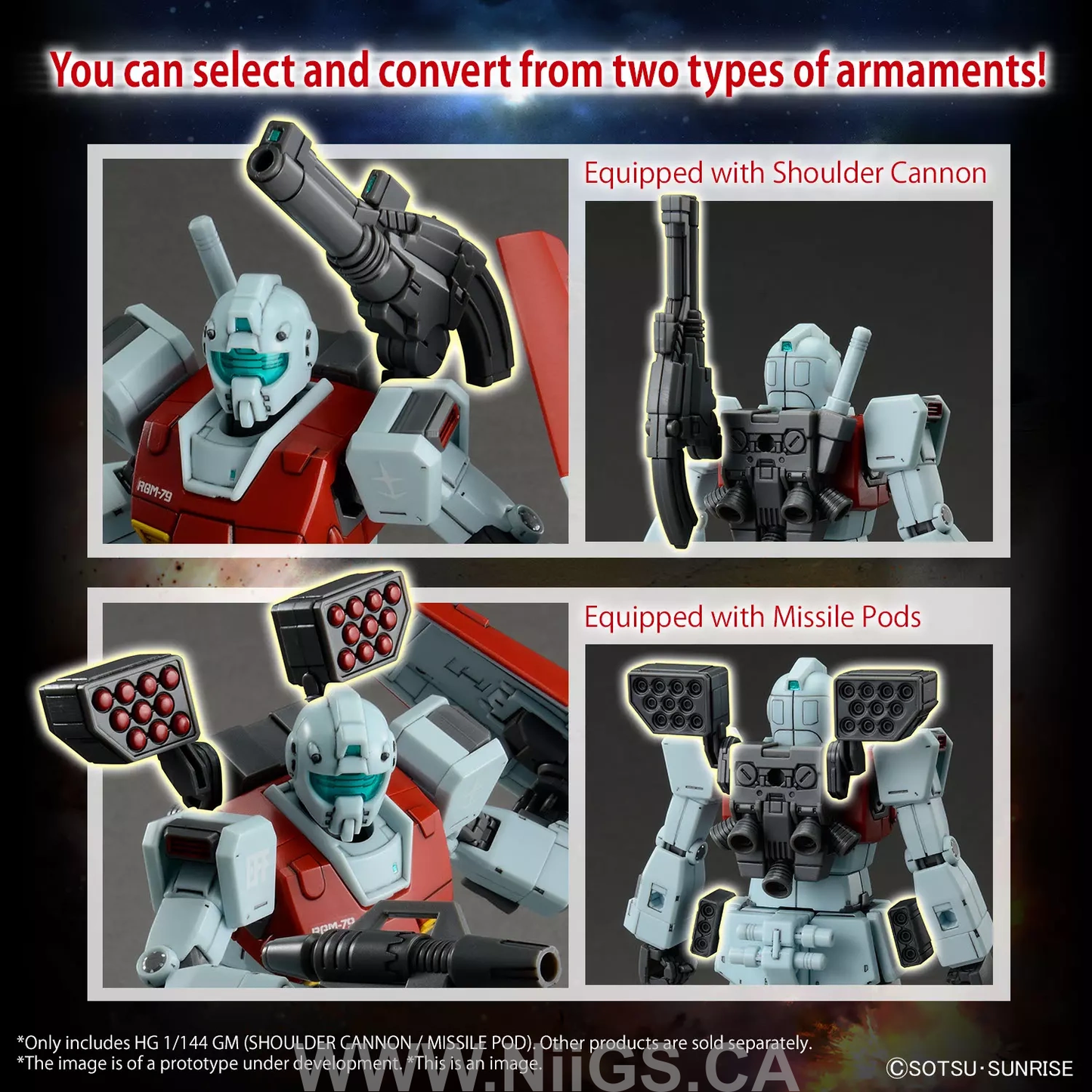 BANDAI HG 1/144 GM (SHOULDER CANNON / MISSILE POD)