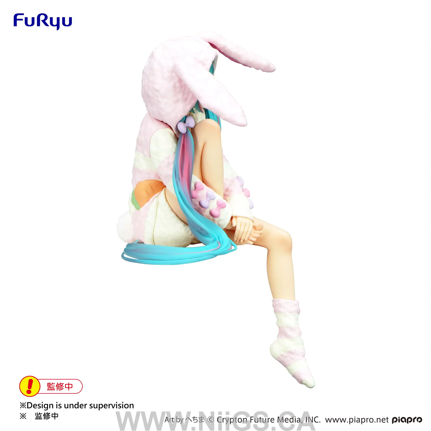 FURYU Corporation Hatsune Miku Noodle Stopper Figure -Rabbit Ear Hood Pajama-
