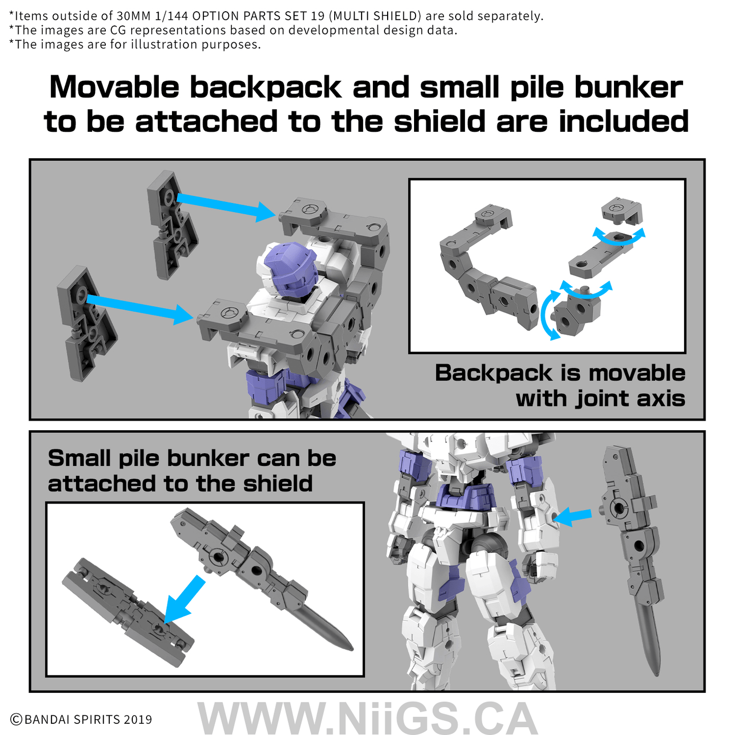 BANDAI HOBBY 30MM 1/144 OPTION PARTS SET 19 (MULTI SHIELD)