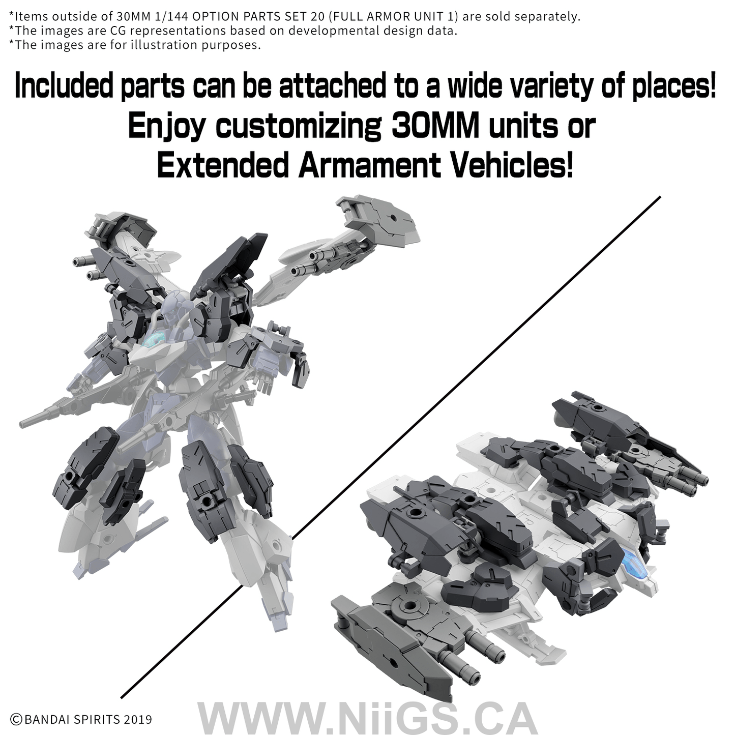 BANDAI HOBBY 30MM 1/144 OPTION PARTS SET 20 (FULL ARMOR UNIT 1)