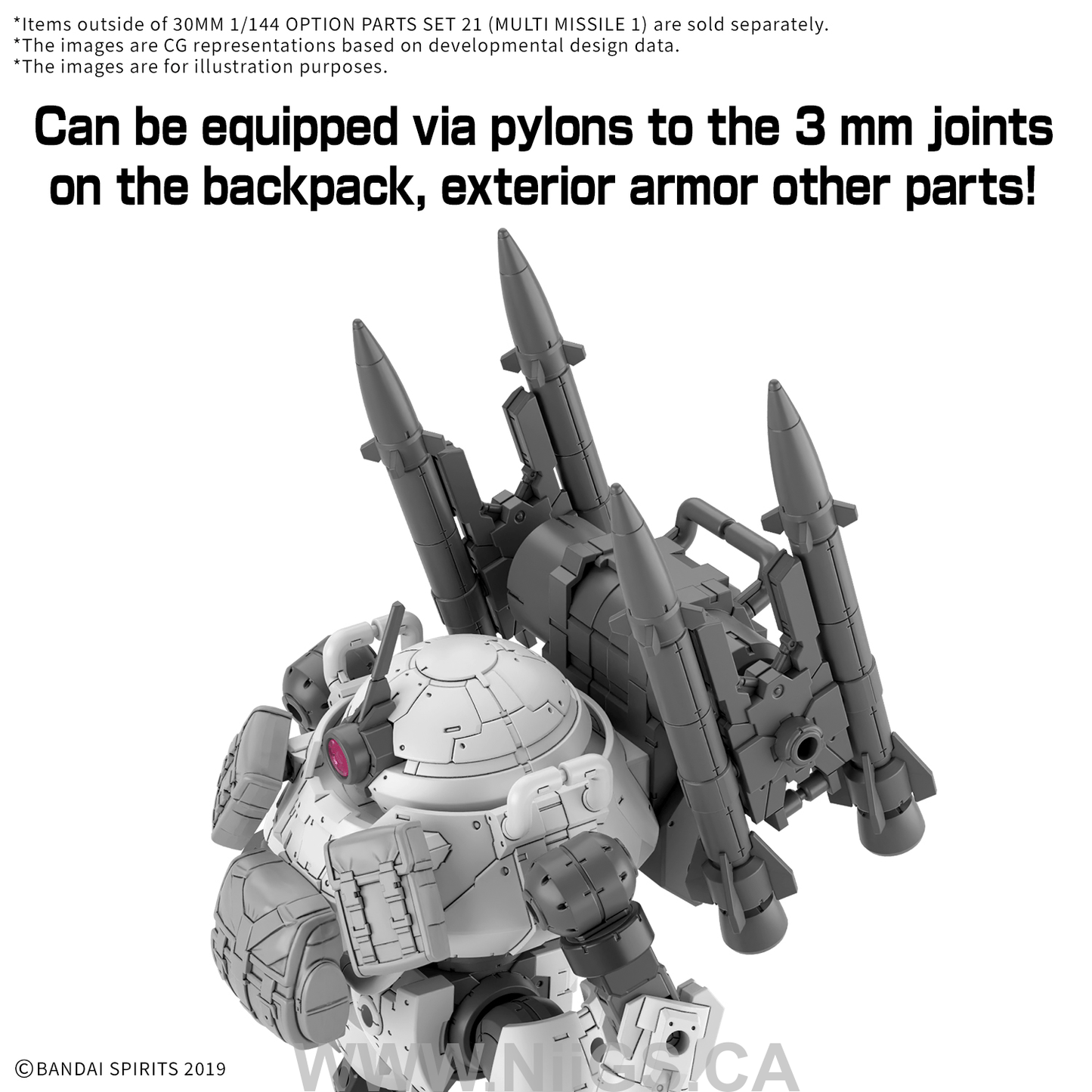 BANDAI HOBBY 30MM 1/144 OPTION PARTS SET 21 (MULTI MISSILE 1)