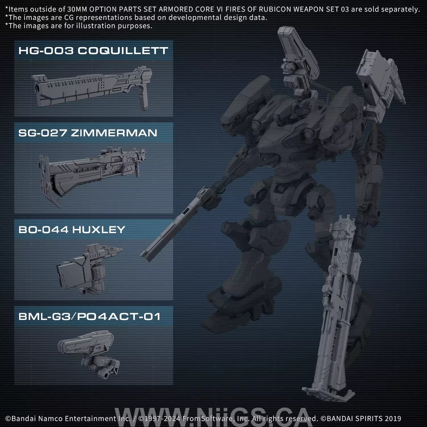 BANDAI HOBBY 30MM OPTION PARTS SET ARMORED CORE Ⅵ FIRES OF RUBICON WEAPON SET 03