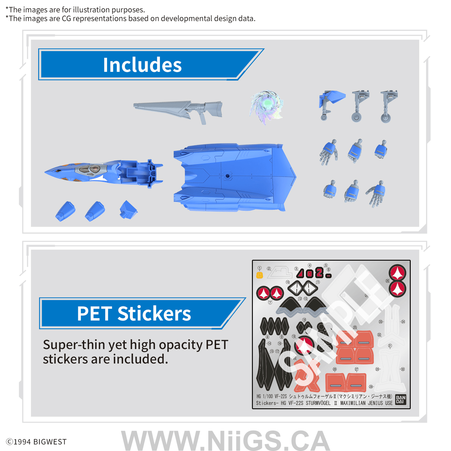 BANDAI HOBBY HG 1/100 VF-22S STURMVOGEL Ⅱ MAXIMILIAN JENIUS USE