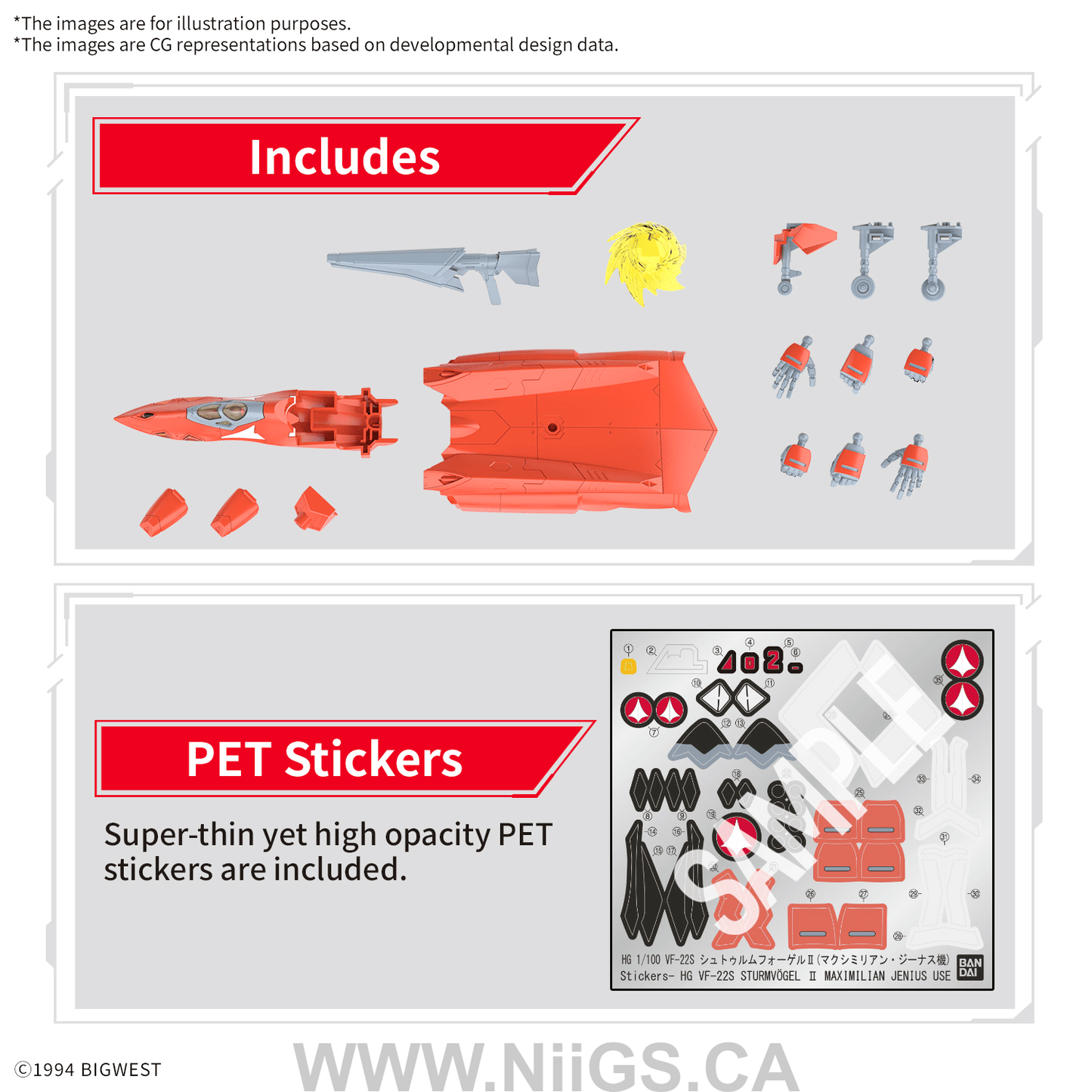 BANDAI Hobby HG 1/100 VF-22S STURMVOGEL Ⅱ MILIA FARINA JENIUS USE