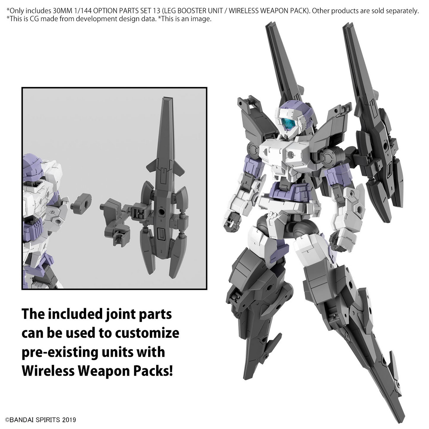 BANDAI 30MM 1/144 OPTION PARTS SET 13 (LEG BOOSTER UNIT / WIRELESS WEAPON PACK)