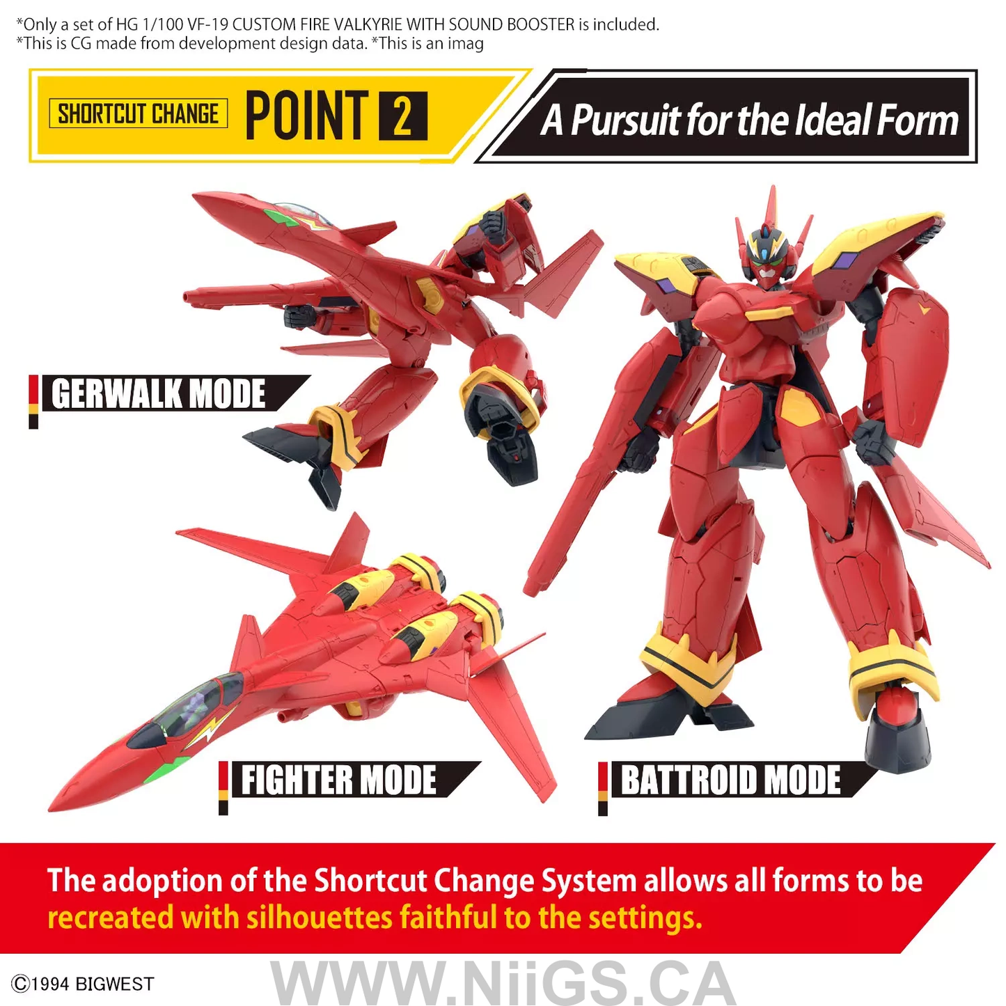 BANDAI Hobby HG 1/100 VF-19 CUSTOM FIRE VALKYRIE WITH SOUND BOOSTER