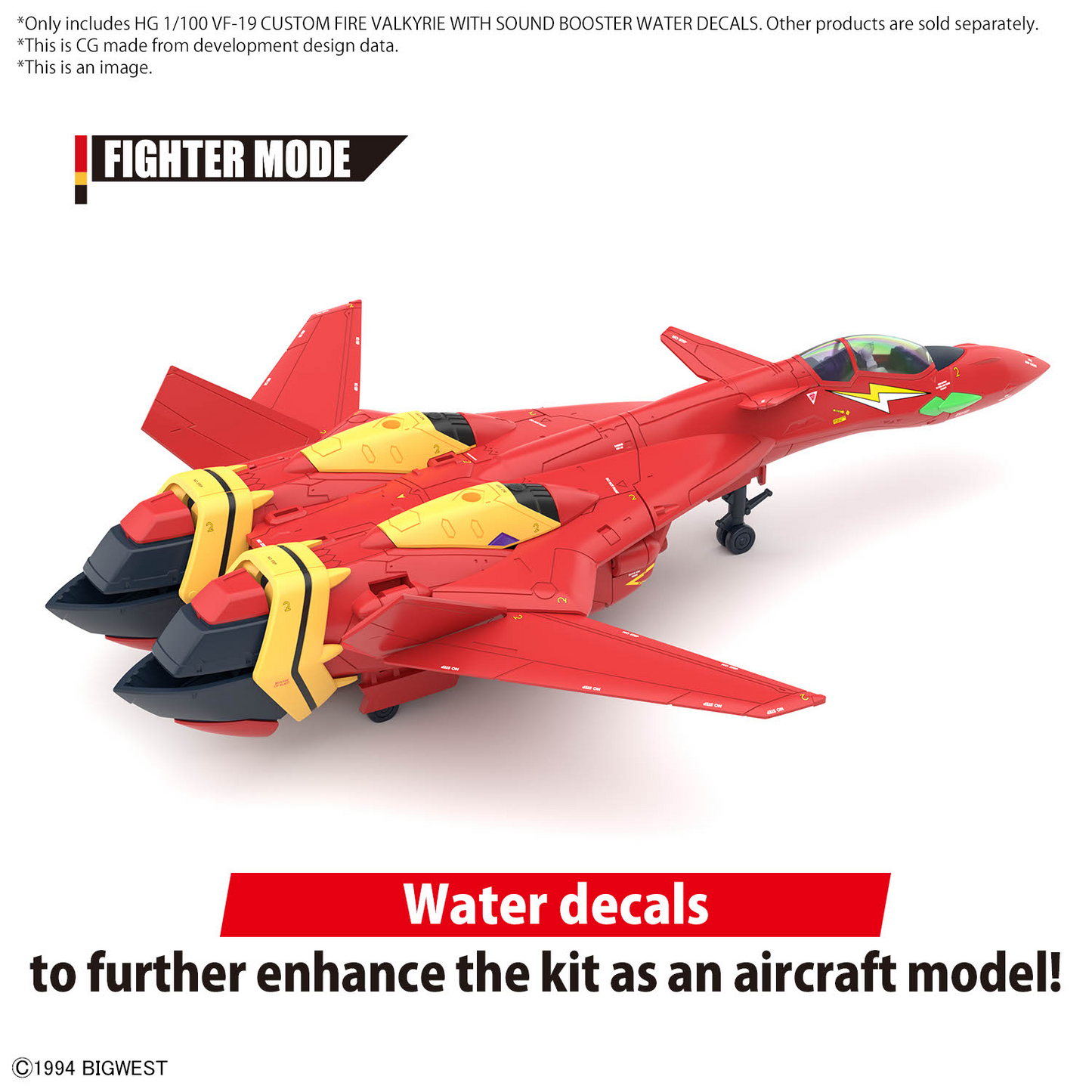 BANDAI Hobby HG 1/100 VF-19 CUSTOM FIRE VALKYRIE WITH SOUND BOOSTER WATER DECALS