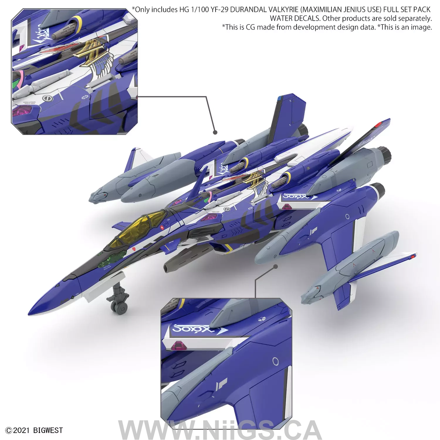 BANDAI HG 1/100 YF-29 DURANDAL VALKYRIE (MAXIMILIAN JENIUS USE) FULL SET PACK WATER DECALS