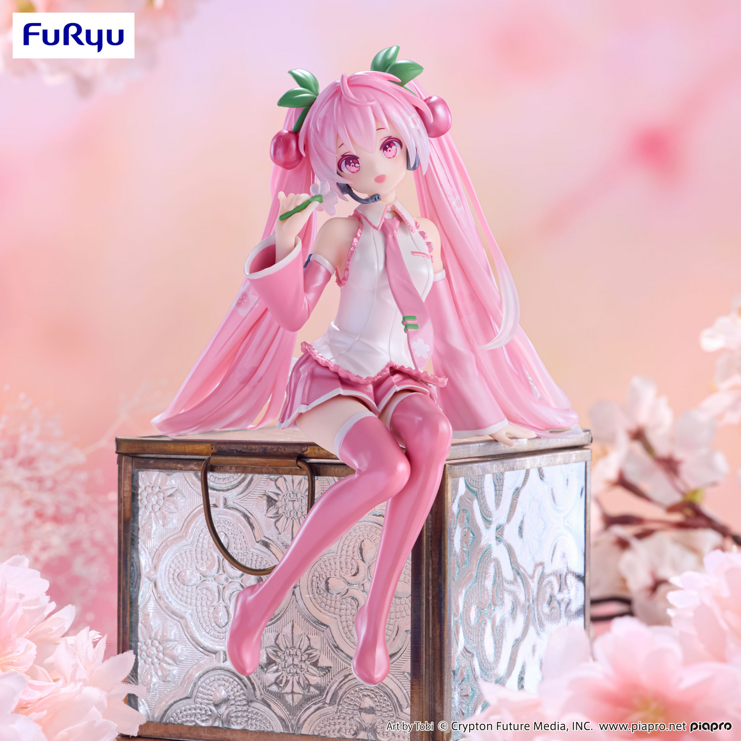 FuRyu Hatsune Miku Noodle Stopper Figure -Sakura Miku 2024 Pearl Color ver.-