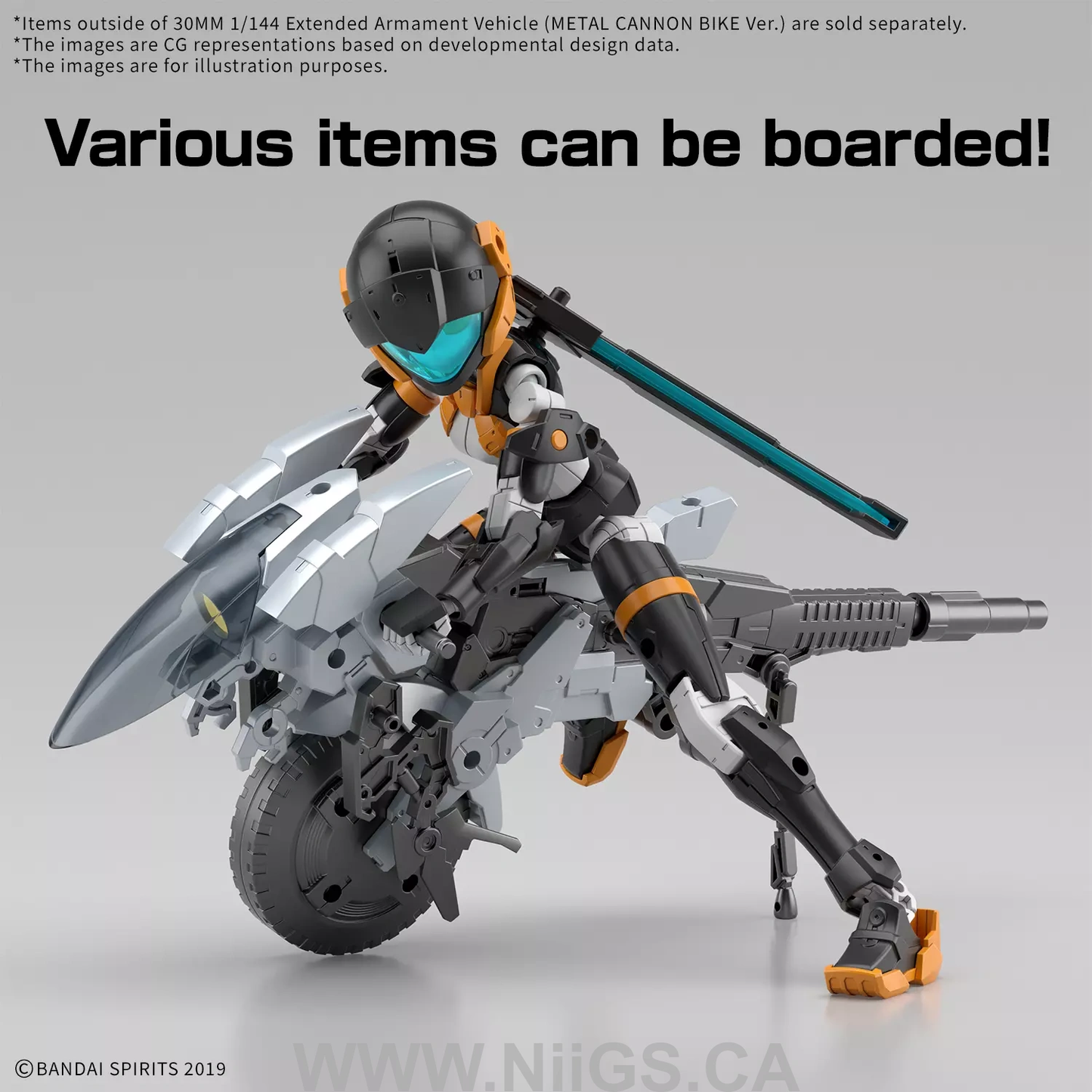 BANDAI HOBBY 30MM 1/144 Extended Armament Vehicle (METAL CANNON BIKE Ver.)