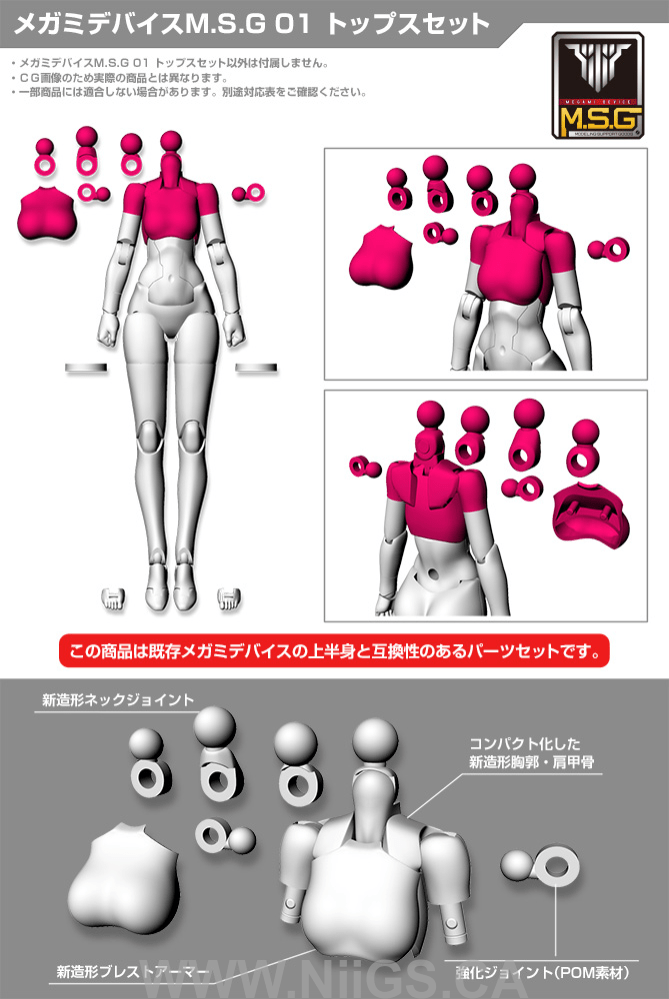 KOTOBUKIYA MEGAMI DEVICE M.S.G 01 TOPS SET