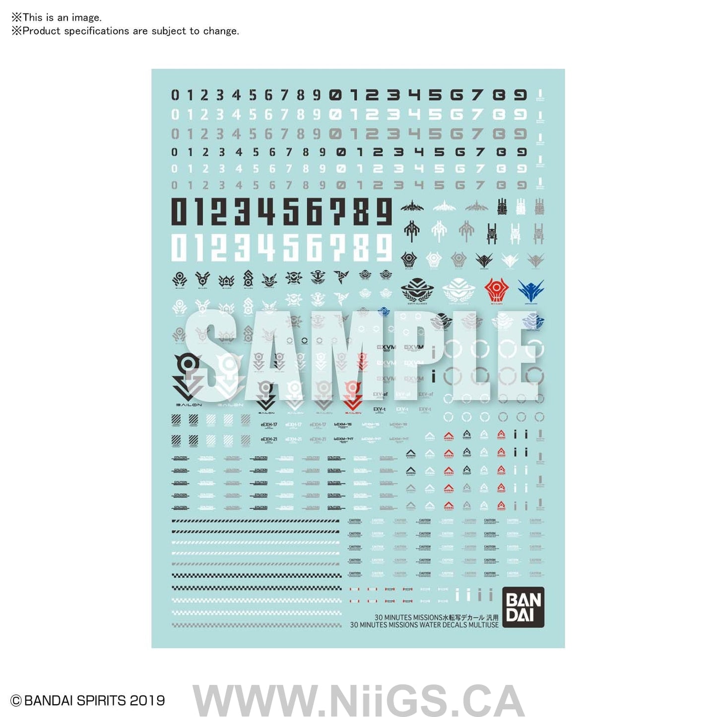 BANDAI 30 MINUTES MISSIONS WATER DECALS MULTIUSE 1