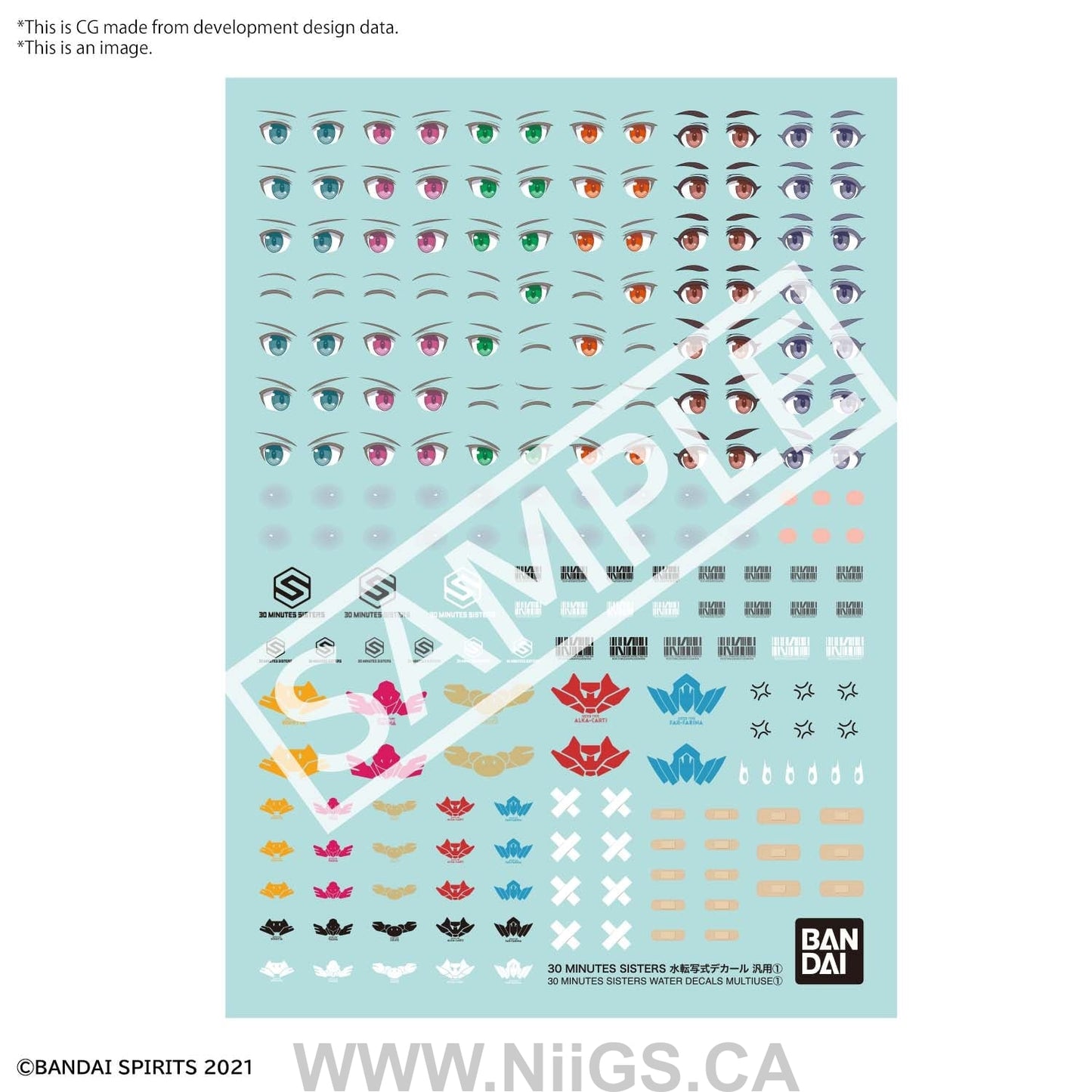 BANDAI 30 MINUTES SISTERS WATER DECALS MULTIUSE 1