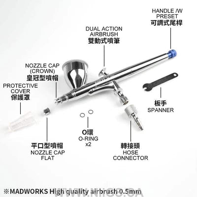 MADWORKS M202 HIGH QUALITY AIRBRUSH 0.5mm