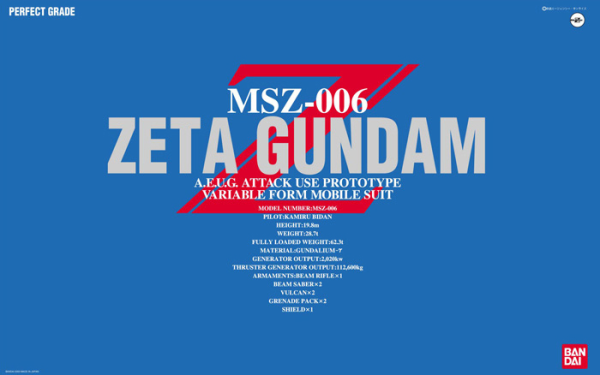 PG 1/60 Perfect Grade MSZ-006 Z Gundam