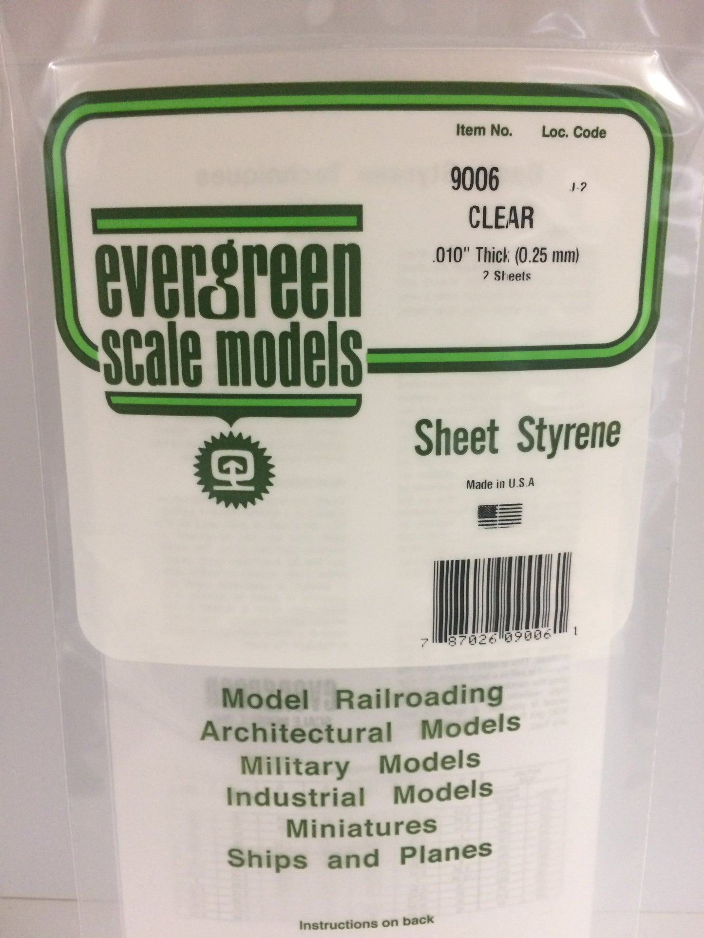 EVE9006 6X12 CLEAR SHEET- .010" (2/PK)