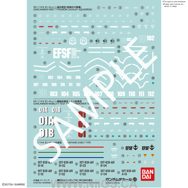 Gundam Decal 113 - Mobile Suit Gundam The Origin Multiuse 2