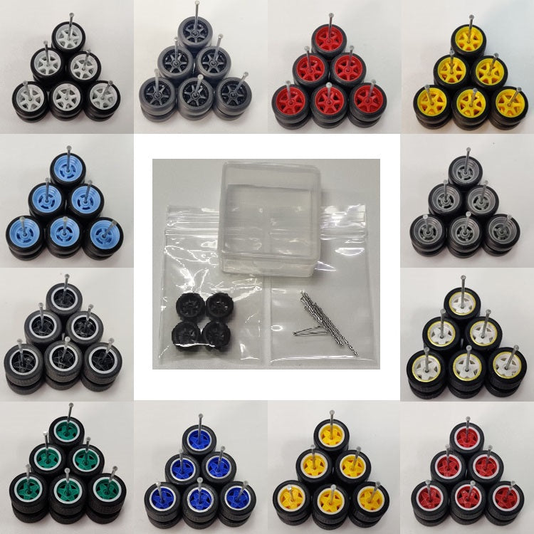 1/64 wheel set with rubber tires