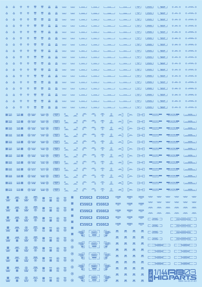 HiQ Parts 1/144 RB03 Caution Decal One Color Blue (1 pc)