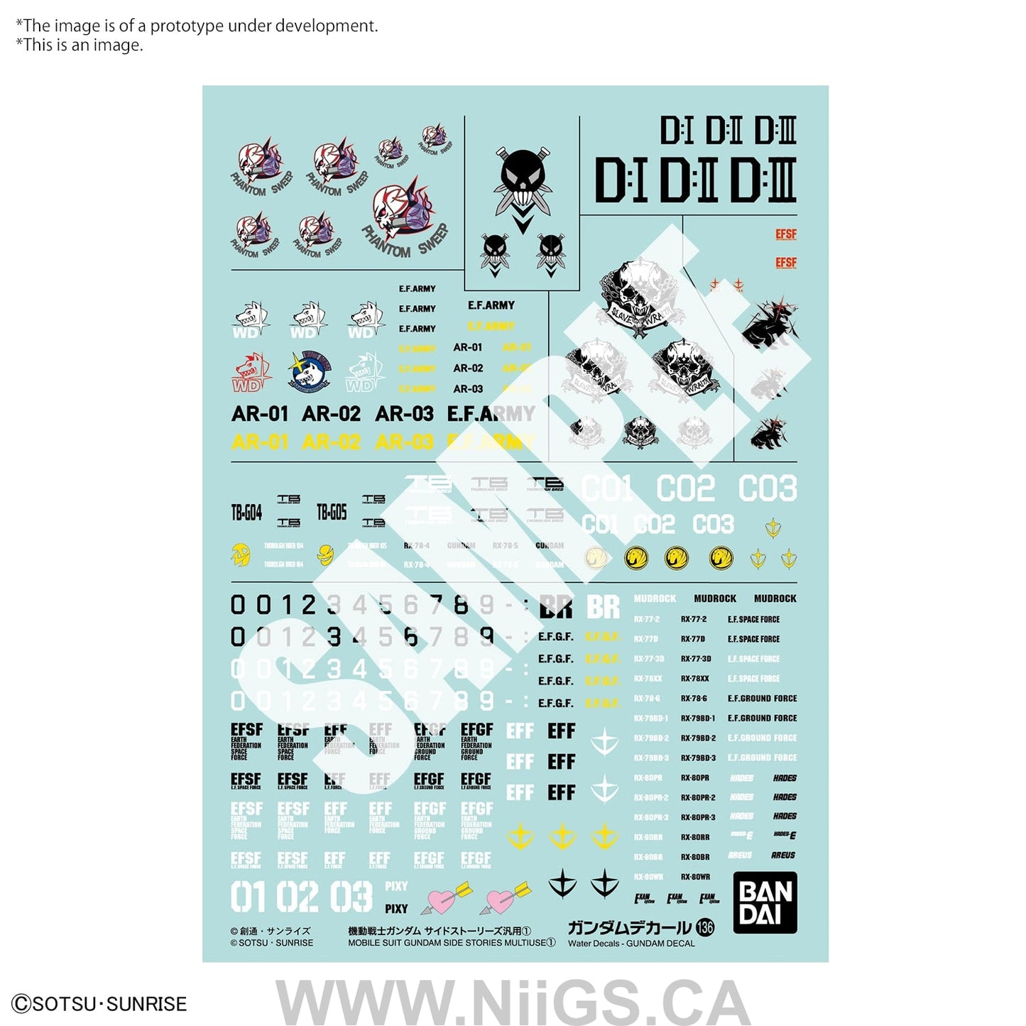 GUNDAM DECAL 136 - MOBILE SUIT GUNDAM SIDE STORIES MULTIUSE 1