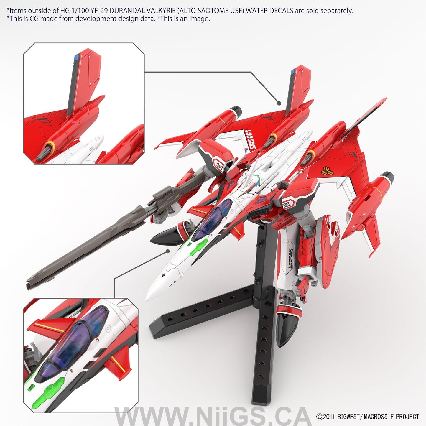 HG 1/100 YF-29 DURANDAL VALKYRIE (ALTO SAOTOME USE) WATER DECALS