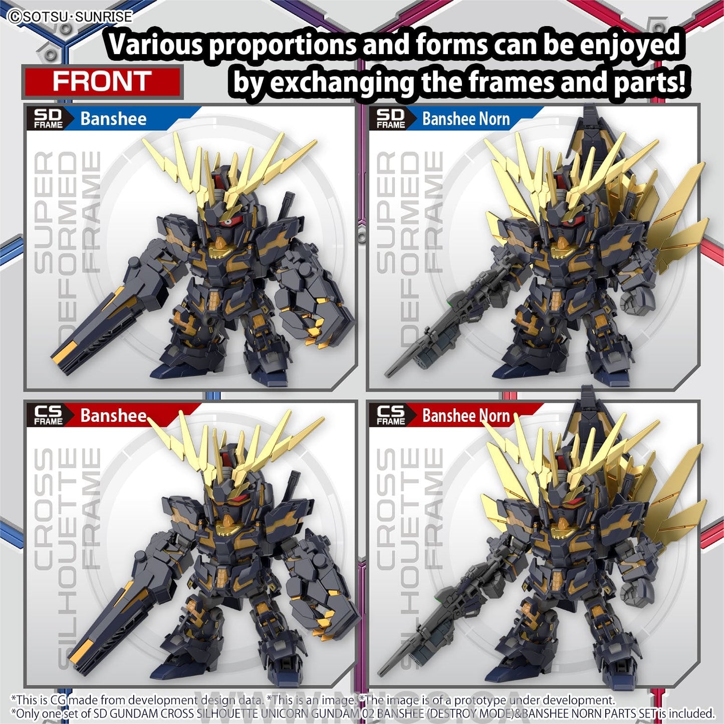 SDCS GUNDAM CROSS SILHOUETTE UNICORN GUNDAM 02 BANSHEE (DESTROY MODE) & BANSHEE NORN PARTS SET