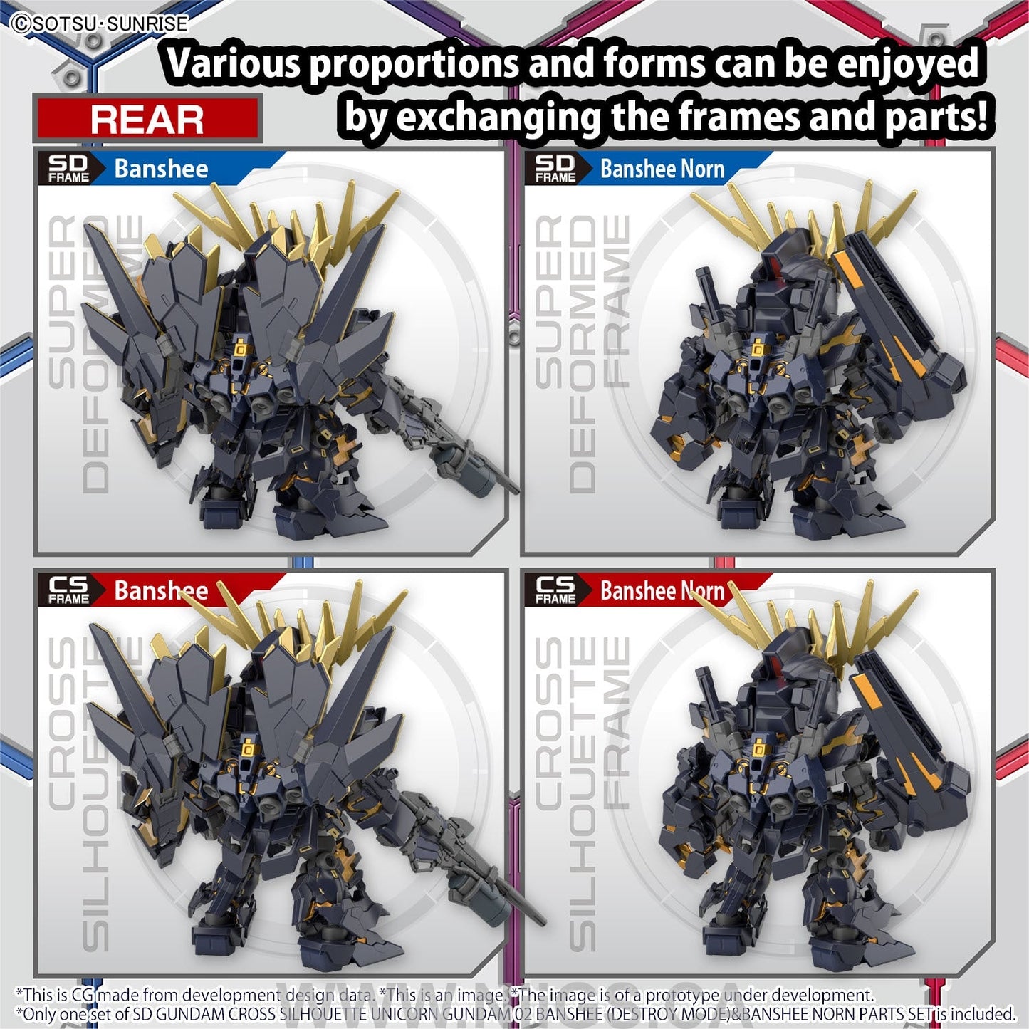 SDCS GUNDAM CROSS SILHOUETTE UNICORN GUNDAM 02 BANSHEE (DESTROY MODE) & BANSHEE NORN PARTS SET