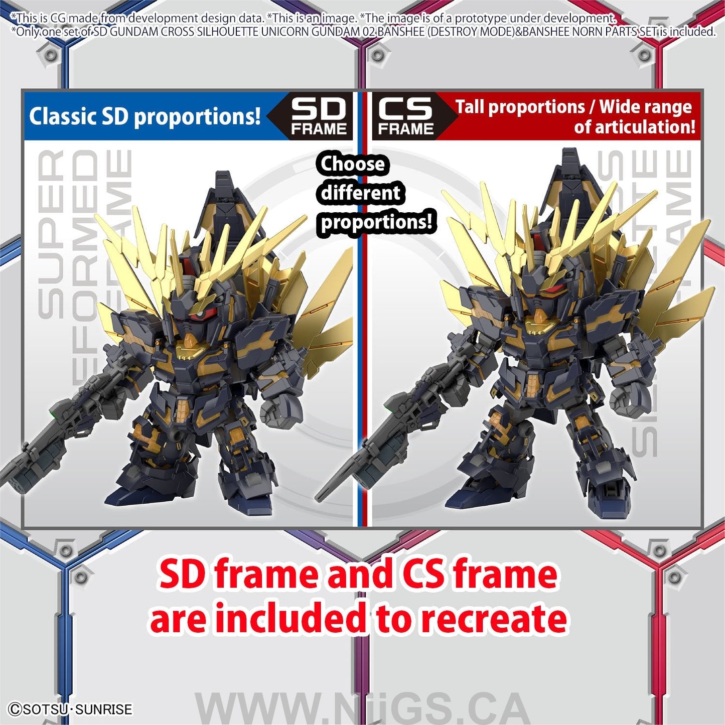 SDCS GUNDAM CROSS SILHOUETTE UNICORN GUNDAM 02 BANSHEE (DESTROY MODE) & BANSHEE NORN PARTS SET