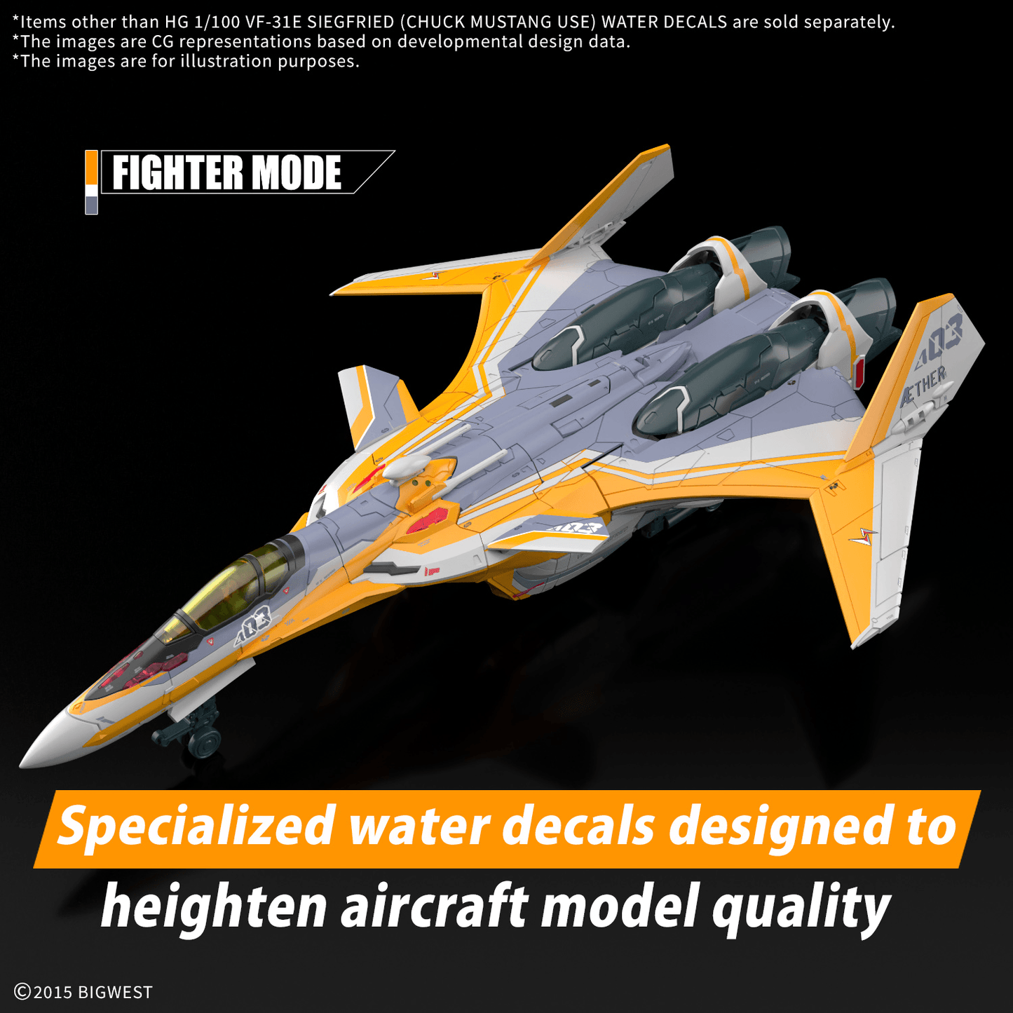 BANDAI HOBBY HG 1/100 VF-31E SIEGFRIED （CHUCK MUSTANG USE） WATER DECALS