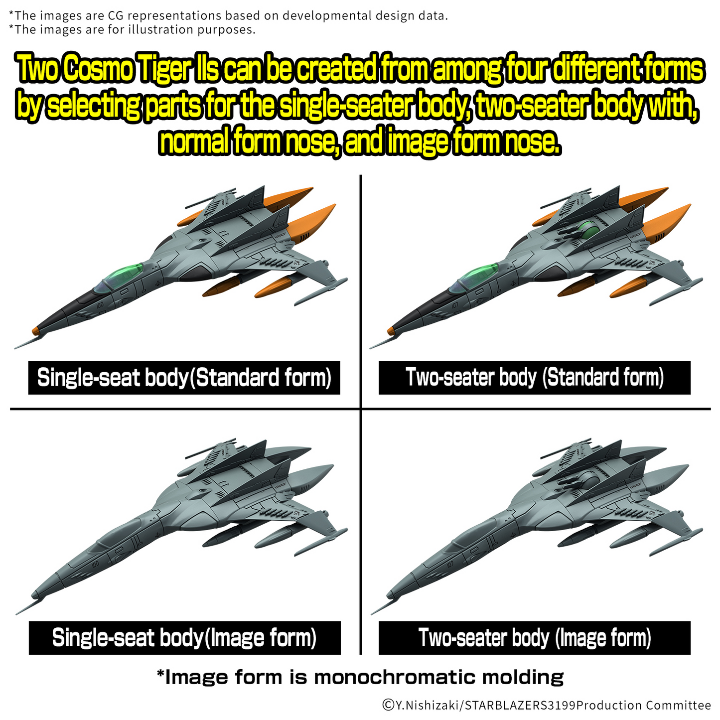 BANDAI HOBBY MECHA COLLECTION DX TYPE 1 SPACE FIGHTER ATTACK CRAFT COSMO TIGER II (DOUBLE SEATER/SINGLE SEATER) [2 machine set]