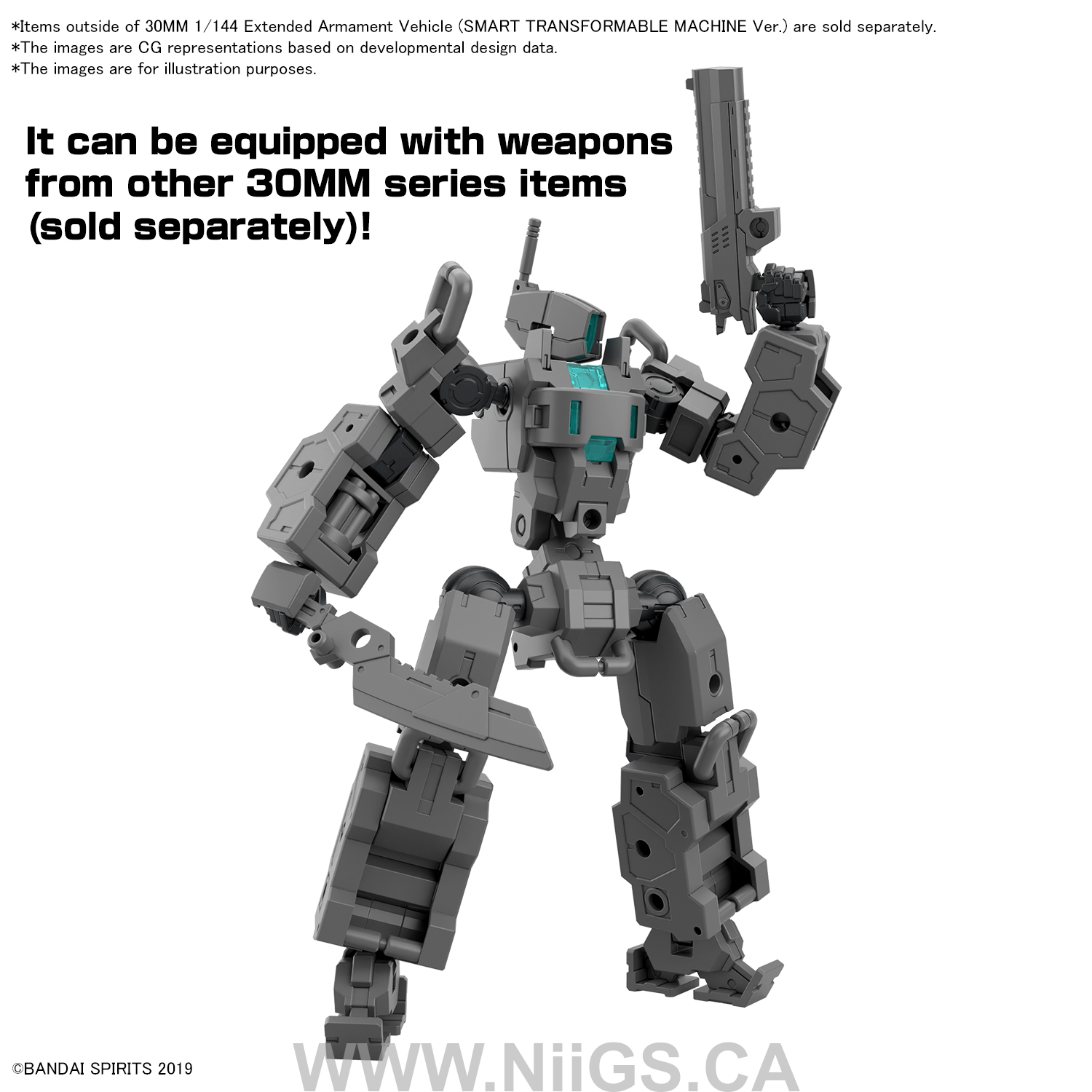 BANDAI Hobby 30MM 1/144 Extended Armament Vehicle (SMART TRANSFORMABLE ...
