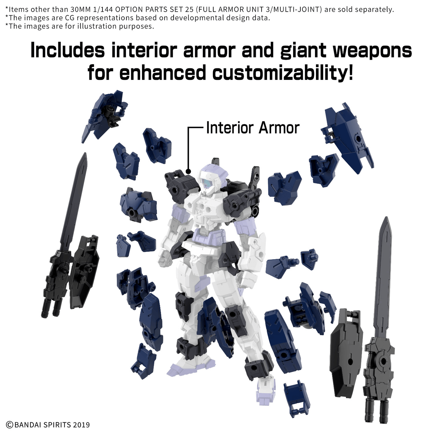 BANDAI HOBBY 30MM 1/144 OPTION PARTS SET 25 (FULL ARMOR UNIT 3/MULTI-JOINT)